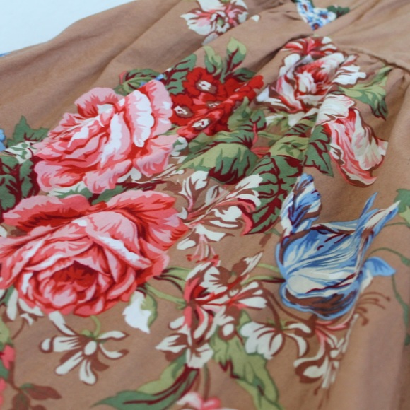 Nude Floral Strapless Dress - Picture 2 of 4